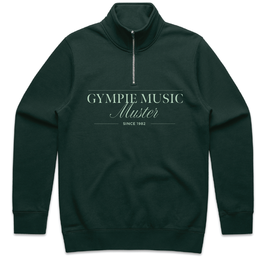 2026 Muster Green Half Zip Embroidered Sweater