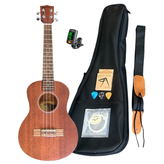 Kealoha KS-Series Concert Ukulele with Mahogany Top in Natural Satin Finish with Bag, Strap, Tuner, picks , and a capo
