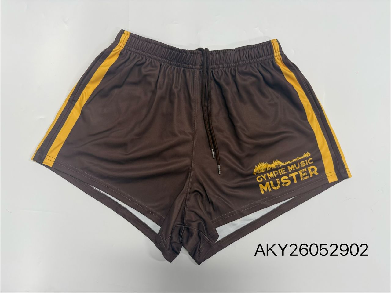 2026 Muster Footy Shorts - Chocolate and Gold