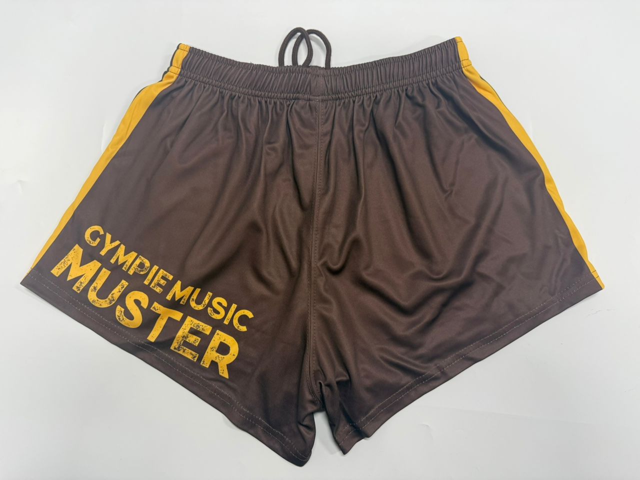2026 Muster Footy Shorts - Chocolate and Gold