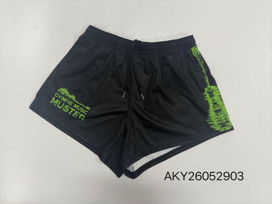 2026 Muster Footy Shorts - Black and Green