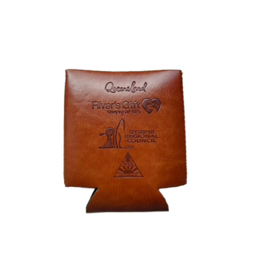 Stubby Cooler Brown Leather
