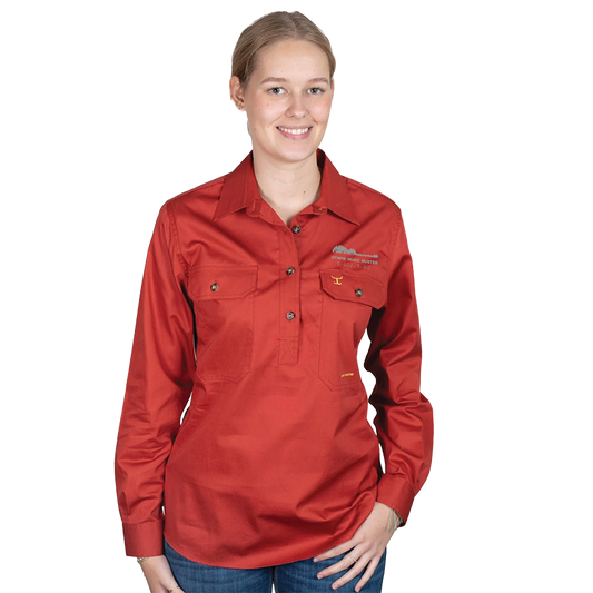 Women's Jahna Half Button Rust - Just Country